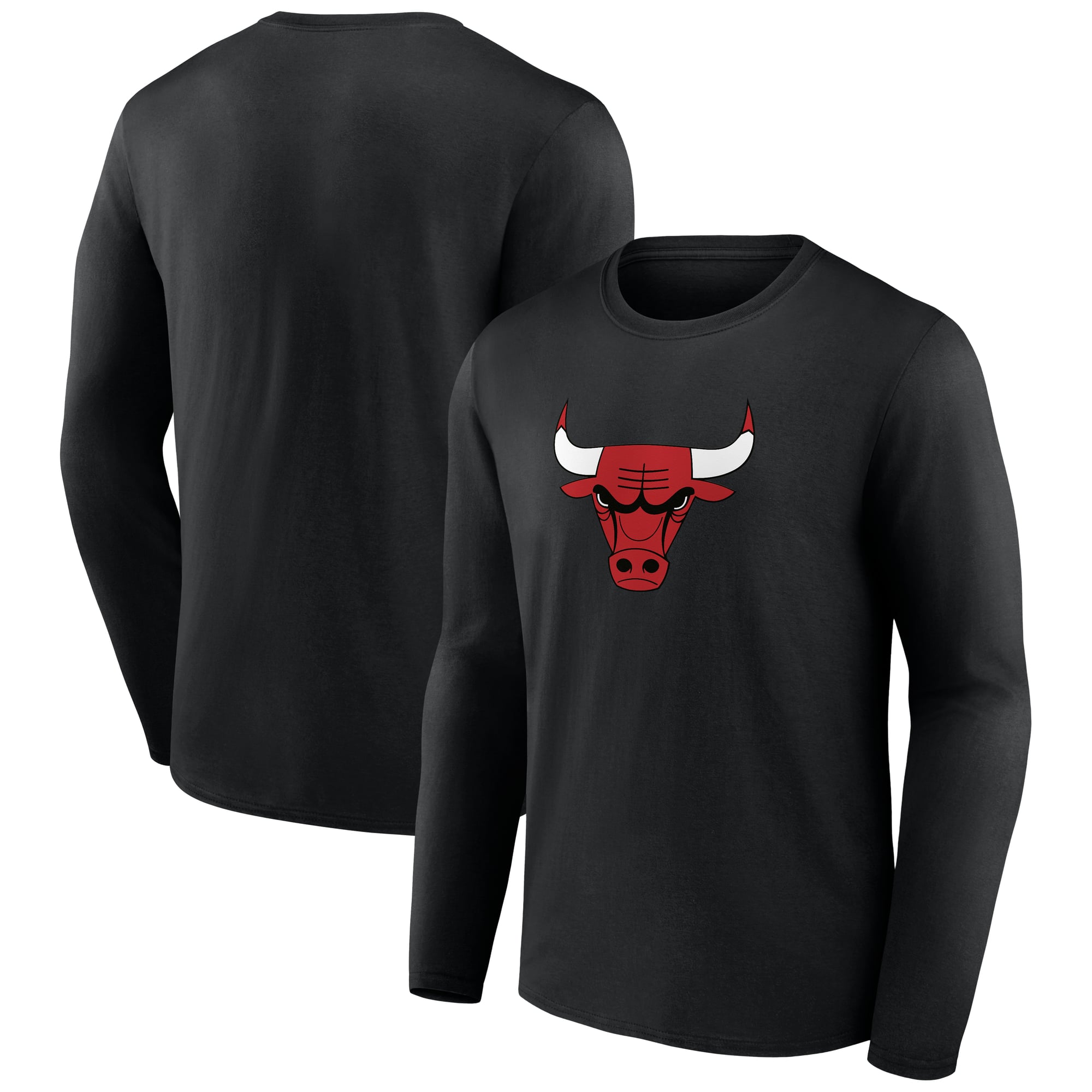 Men's Black Chicago Bulls Primary Logo Long Sleeve T-Shirt