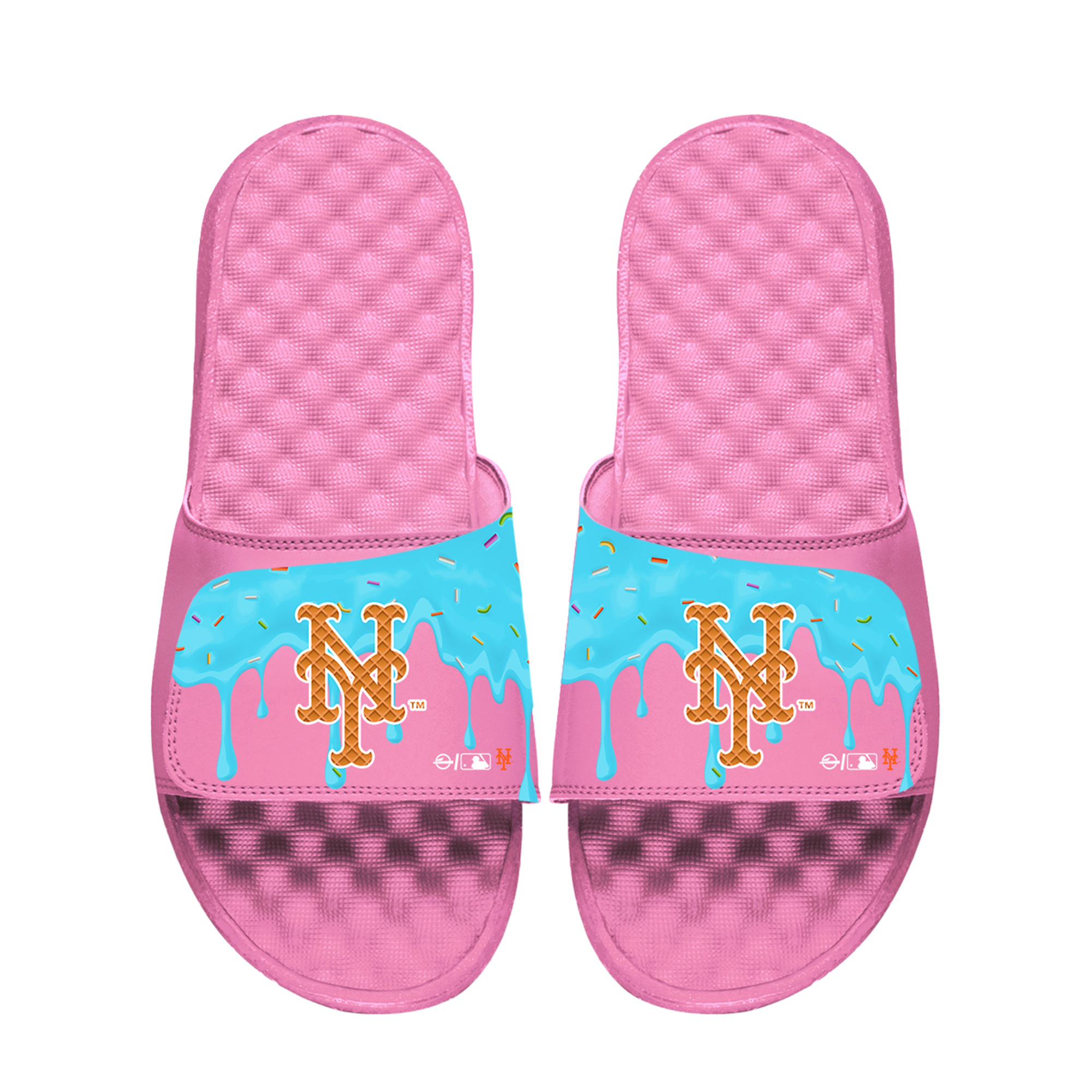 Unisex ISlide Pink New York Mets Ice Cream Drip Slide Sandals Unisex ISlide Pink New York Mets Ice Cream Drip Slide Sandals