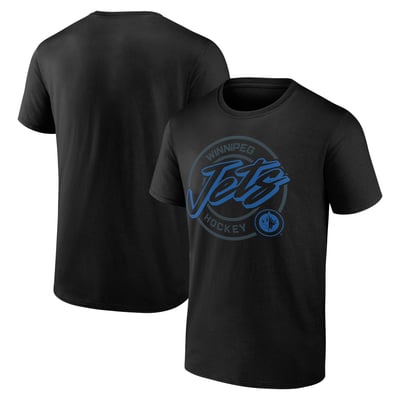 Men's  Black Winnipeg Jets Color Block Puck T-Shirt
