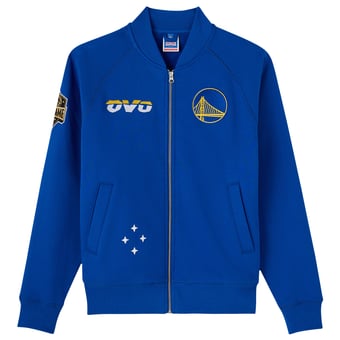 Men's OVO x NBA  Royal Golden State Warriors Heavyweight Full-Zip Fleece Jacket