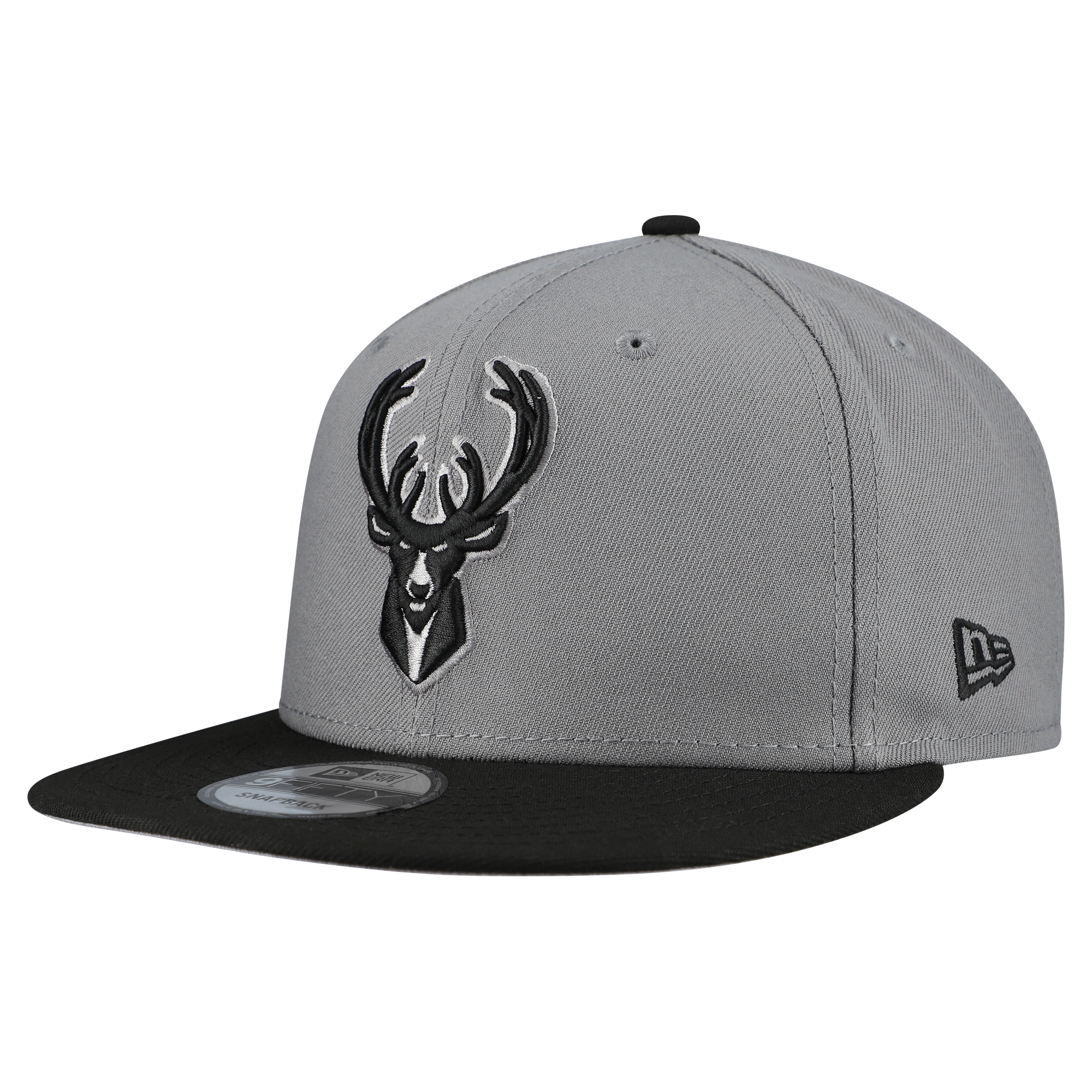 Men's New Era Gray Milwaukee Bucks Core Logo Storm Gray Two-Tone 9FIFTY Snapback Hat