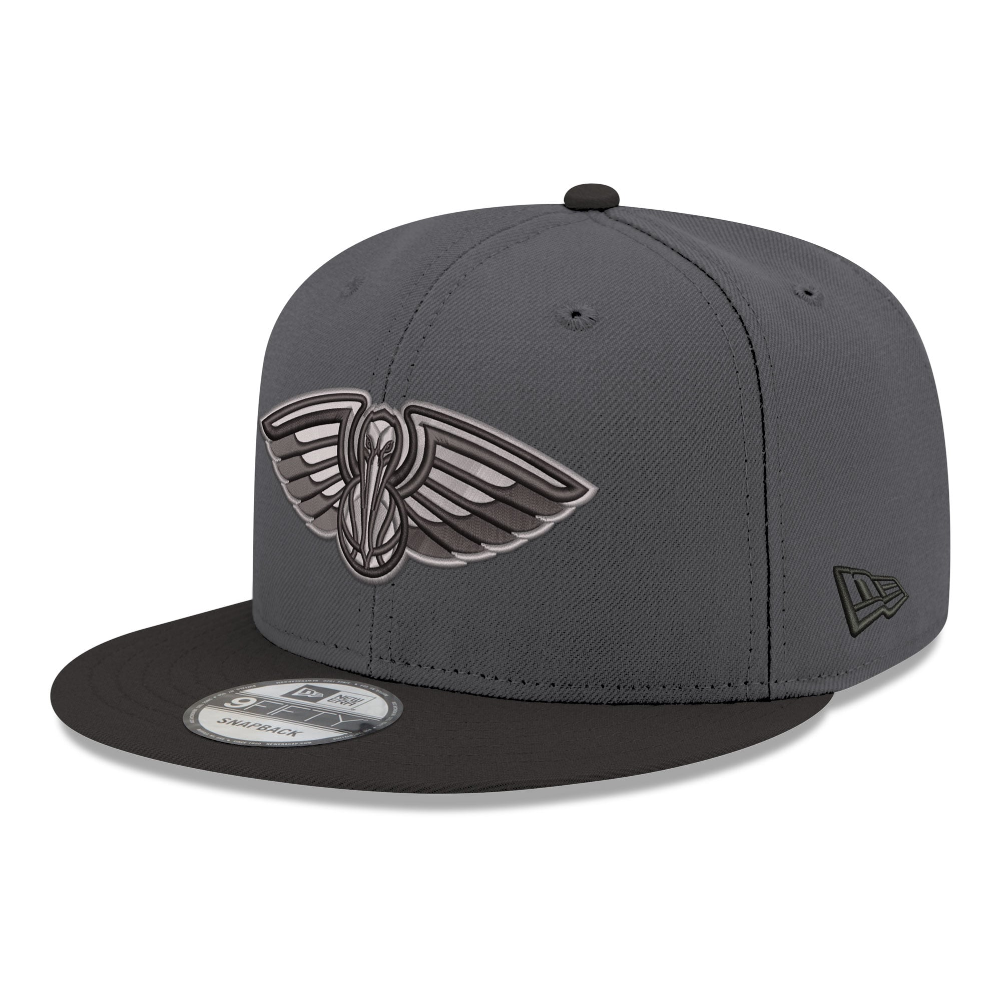 Men's New Era Gray/Black New Orleans Pelicans Logo 2-Tone 9FIFTY Snapback Hat