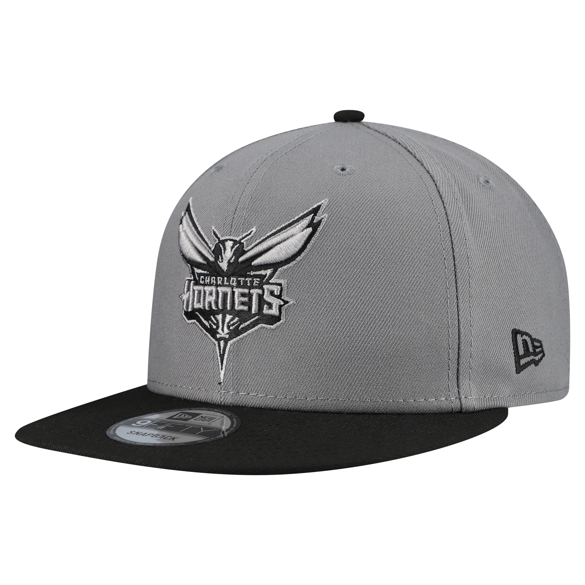 New Era Men's Gray Charlotte Hornets Core Logo Storm Gray Two-Tone 9FIFTY Snapback Hat - Gray, Black