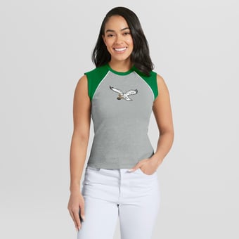 Women's WEAR by Erin Andrews  Heather Gray Philadelphia Eagles Cropped Raglan Tank Top
