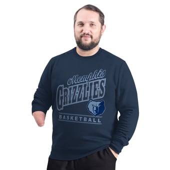 Men's G-III Sports by Carl Banks Navy Memphis Grizzlies Adaptive Headliner Fleece Crewneck Sweatshirt