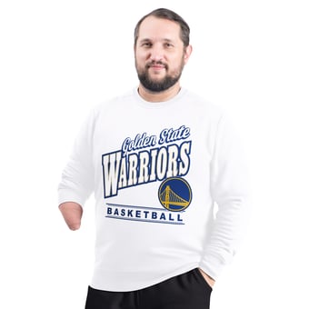 Men's G-III Sports by Carl Banks White Golden State Warriors Adaptive Headliner Fleece Crewneck Sweatshirt