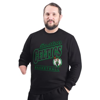 Men's G-III Sports by Carl Banks Black Boston Celtics Adaptive Headliner Fleece Crewneck Sweatshirt