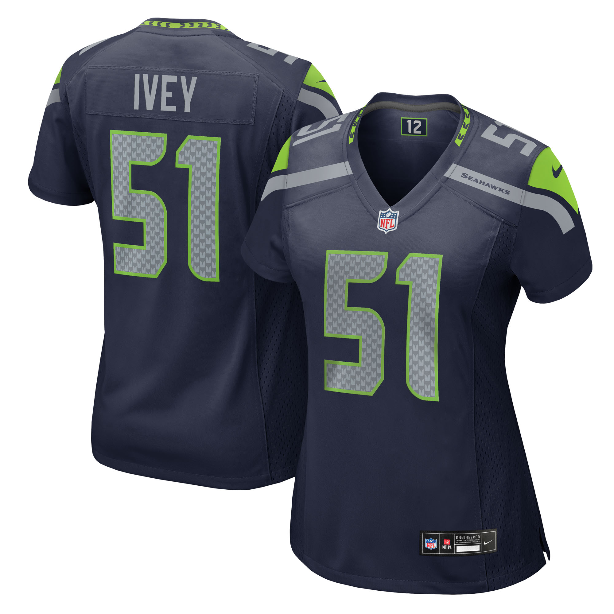 Women's Nike Jared Ivey  College Navy Seattle Seahawks Team Game Jersey