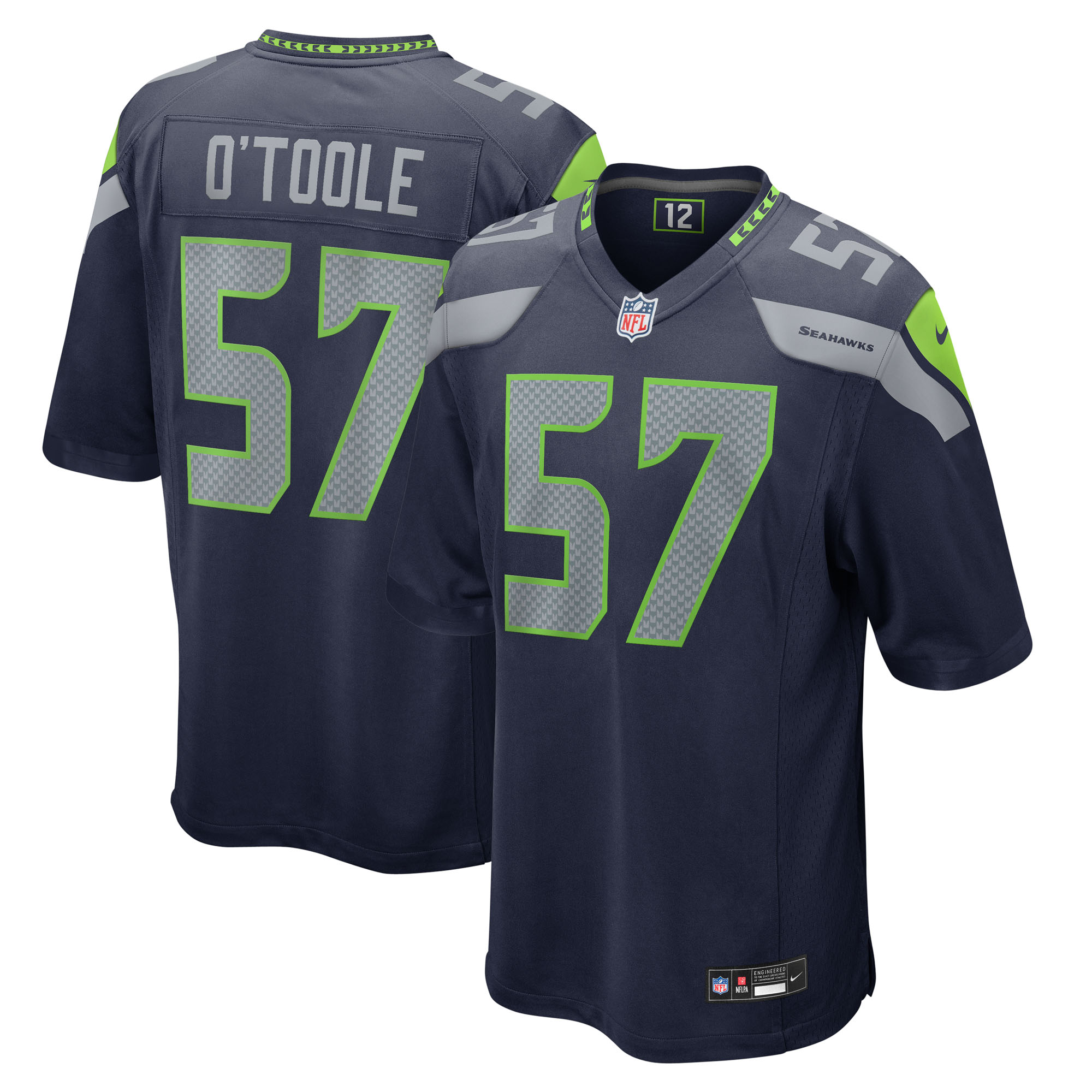 Men's Nike Connor O'Toole College Navy Seattle Seahawks Team Game Jersey