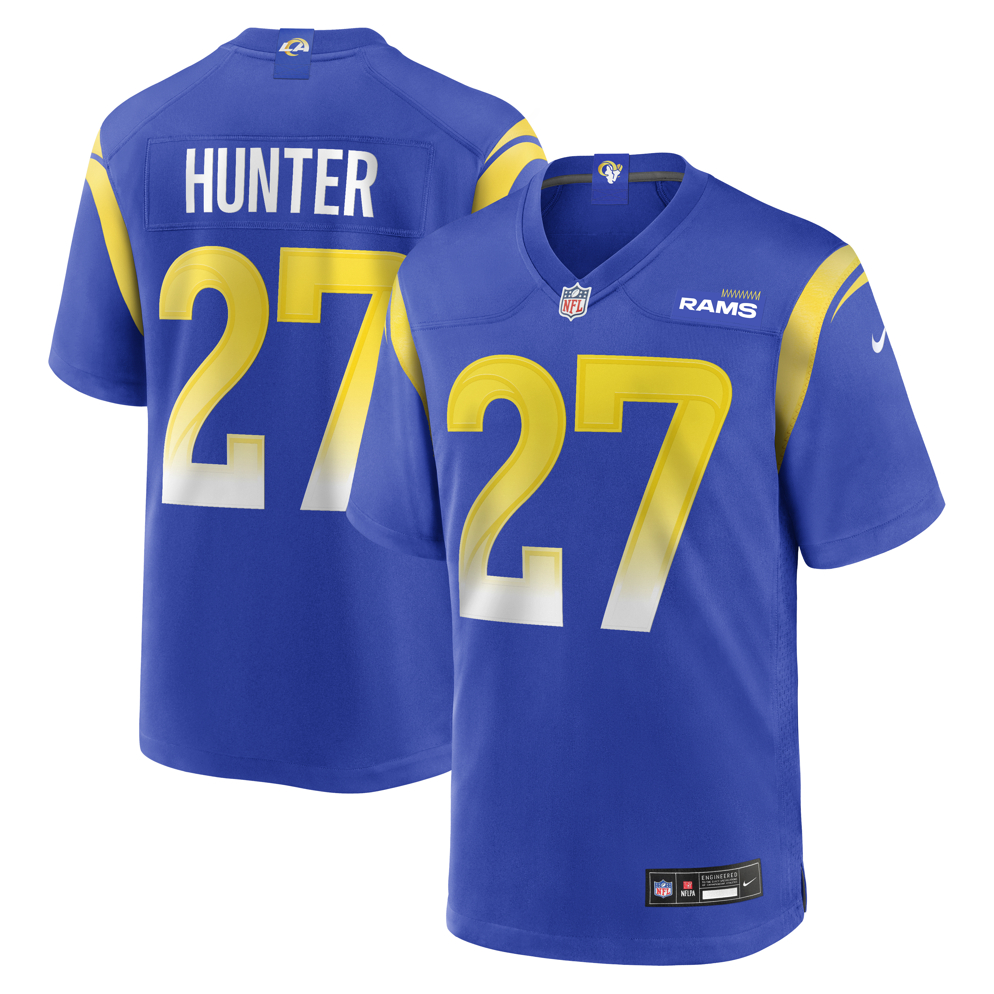 Men's Nike Jarquez Hunter Royal Los Angeles Rams Team Game Jersey
