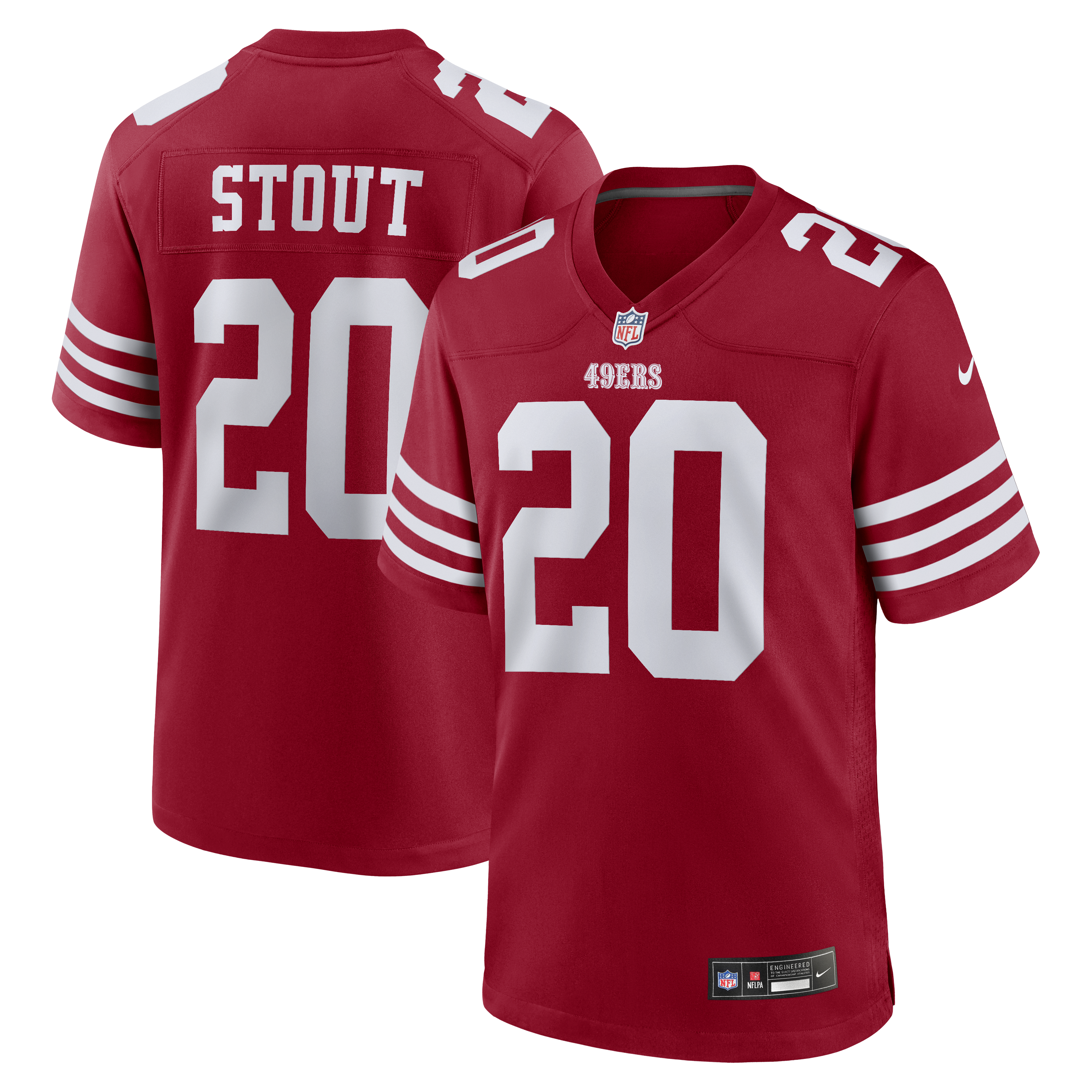 Men's Nike Upton Stout  Scarlet San Francisco 49ers Team Game Jersey