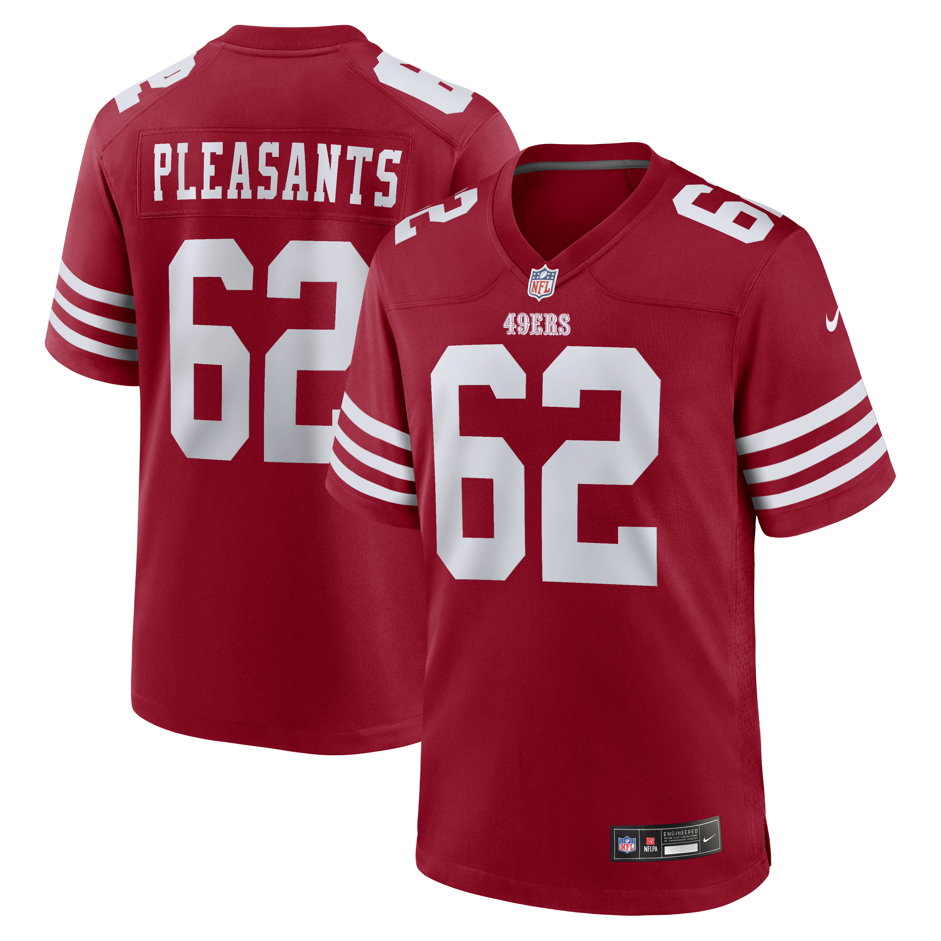 Men's Nike Austen Pleasants Scarlet San Francisco 49ers Team Game Jersey