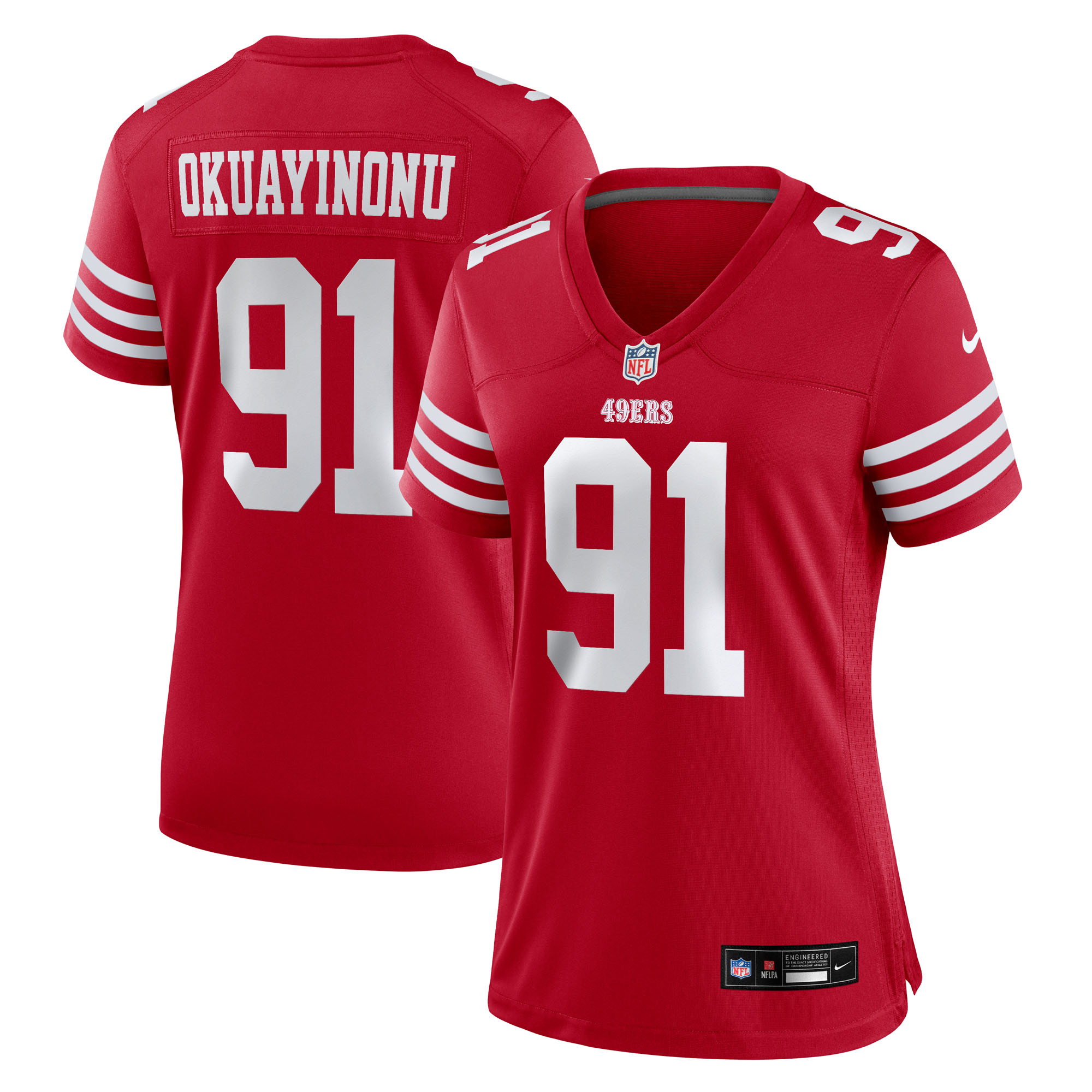 Women's Nike Sam Okuayinonu Scarlet San Francisco 49ers Team Game Jersey