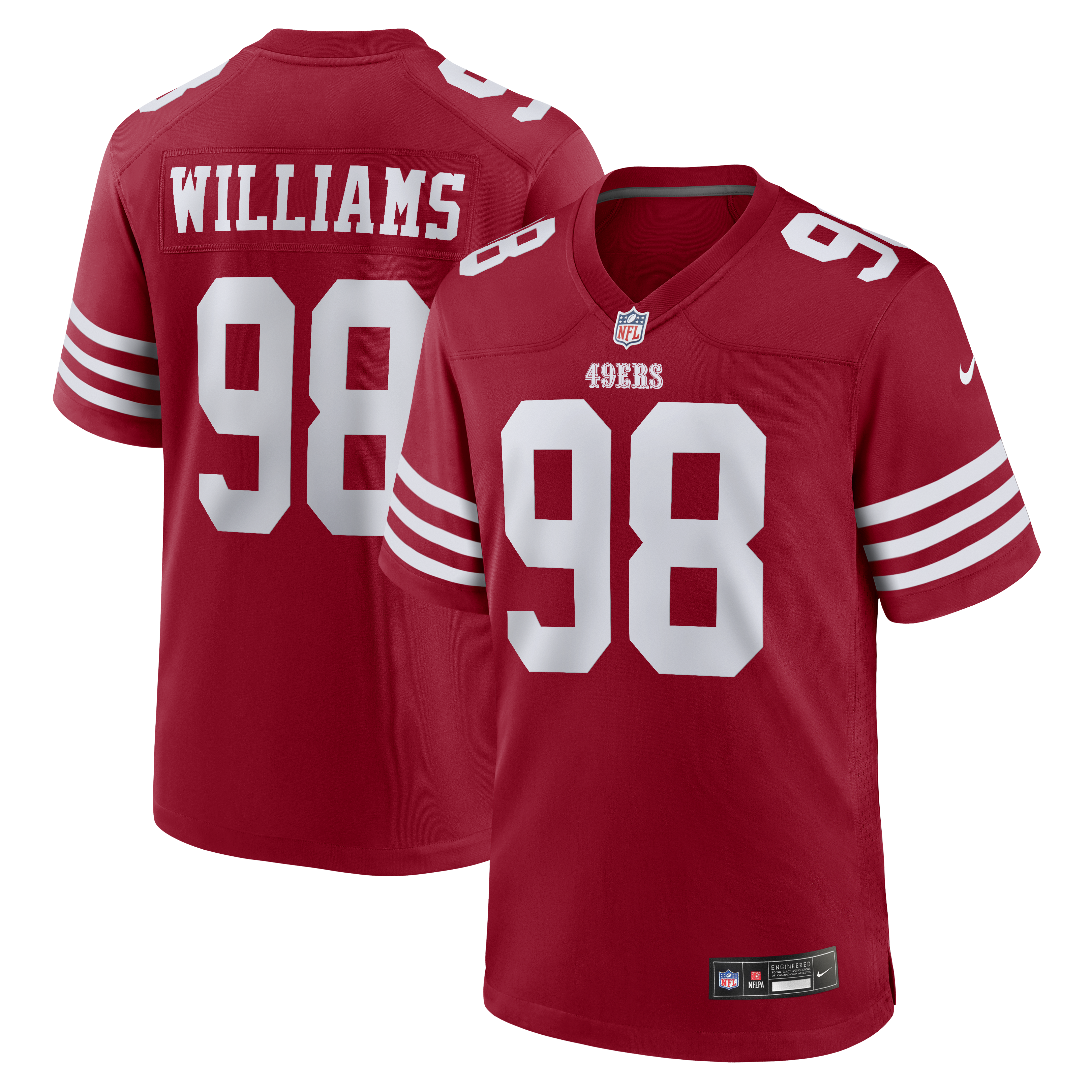 Men's Nike Mykel Williams Scarlet San Francisco 49ers Team Game Jersey