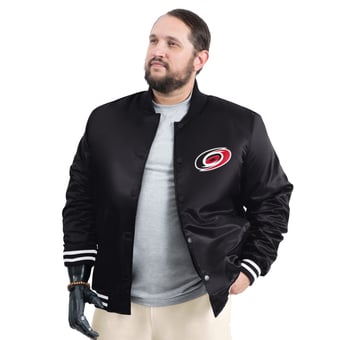 Men's G-III Sports by Carl Banks Black Carolina Hurricanes Adaptive Bold Logo Satin Full-Snap Varsity Jacket