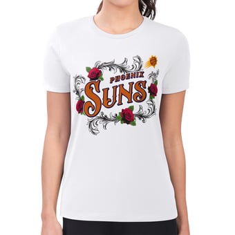 Women's G-III 4Her by Carl Banks White Phoenix Suns Super-Slim Fit Lightweight Roses Crew Neck T-Shirt