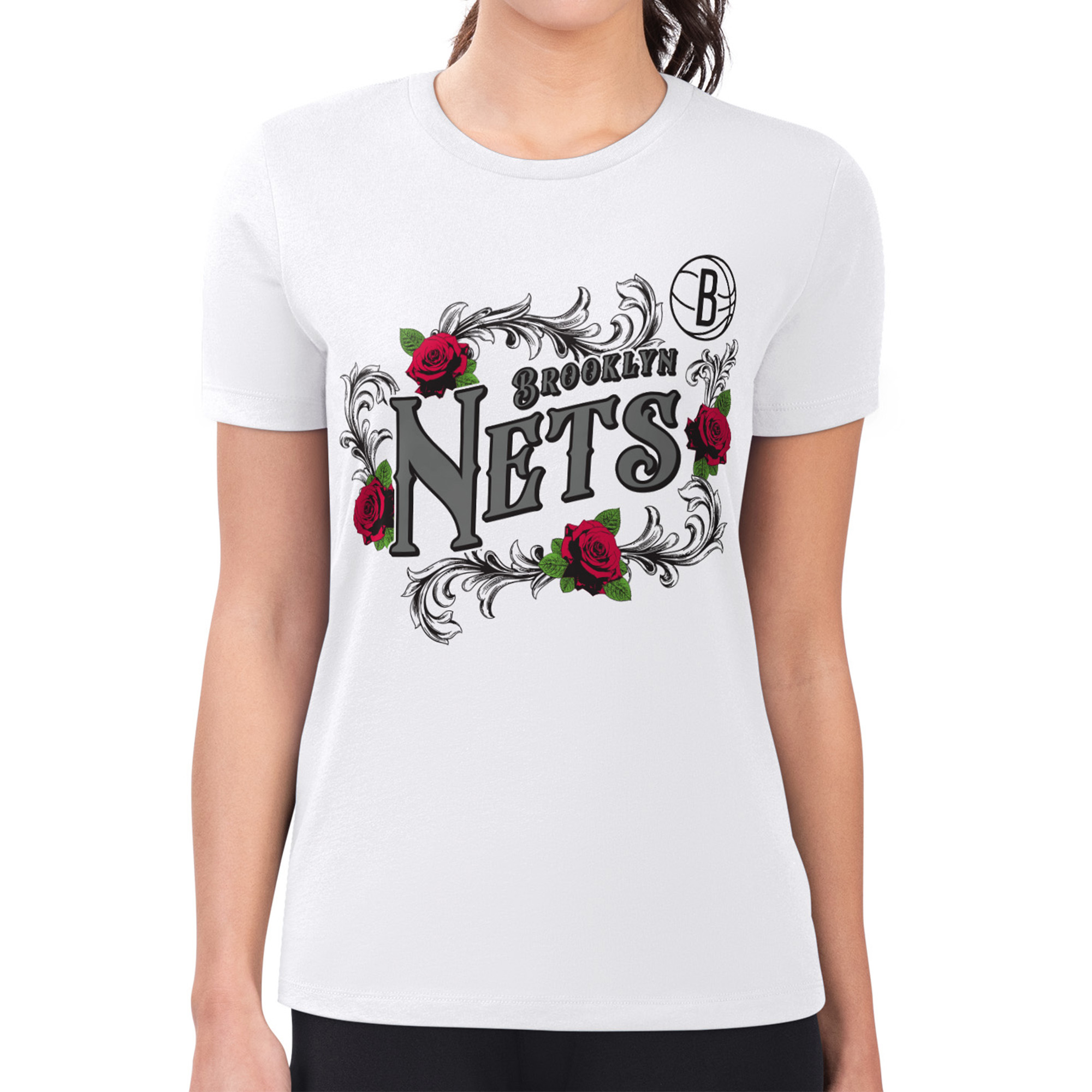Women’s G-III 4Her by Carl Banks White Brooklyn Nets Super-Slim Fit Lightweight Roses Crew Neck T-Shirt Women’s G-III 4Her by Carl Banks White Brooklyn Nets Super-Slim Fit Lightweight Roses Crew Neck T-Shirt