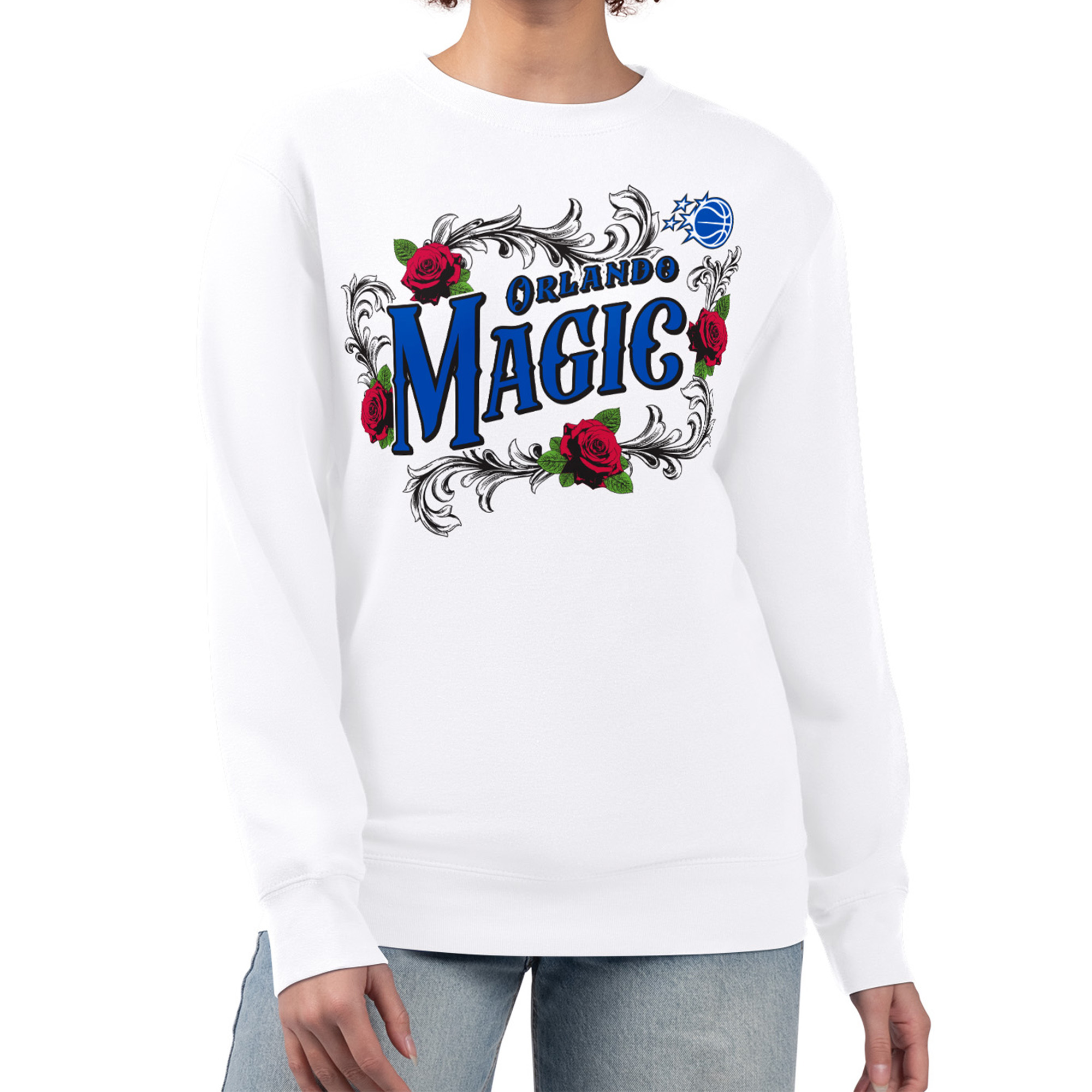 Women’s G-III 4Her by Carl Banks White Orlando Magic Roses Fleece Tri-Blend Sweatshirt Women’s G-III 4Her by Carl Banks White Orlando Magic Roses Fleece Tri-Blend Sweatshirt