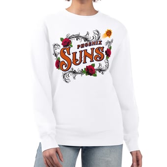 Women's G-III 4Her by Carl Banks White Phoenix Suns Roses Fleece Tri-Blend Sweatshirt