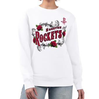 Women's G-III 4Her by Carl Banks White Houston Rockets Roses Fleece Tri-Blend Sweatshirt