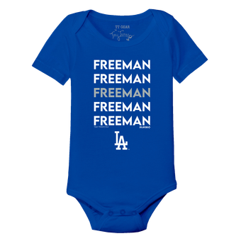Infant Tiny Turnip Freddie Freeman Royal Los Angeles Dodgers Stacked Graphic Bodysuit