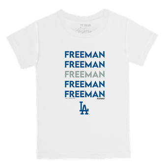 Infant Tiny Turnip Freddie Freeman White Los Angeles Dodgers Stacked Graphic T-Shirt