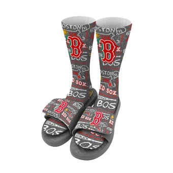 Youth ISlide Boston Red Sox Chalk Socks & Slide Sandals Bundle