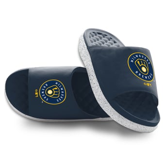 Youth ISlide Navy Milwaukee Brewers Centered Logo Motive Slide Sandals