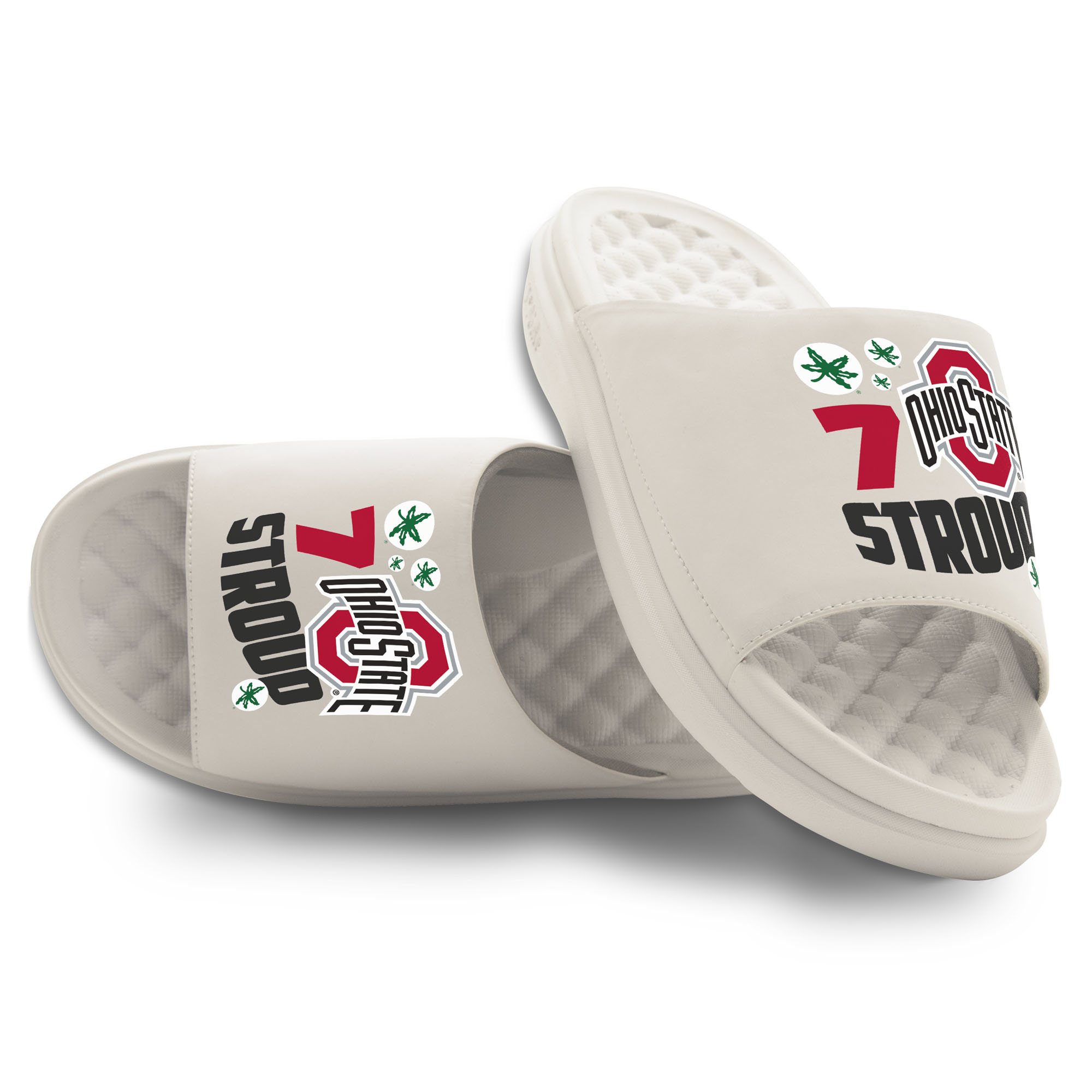 Unisex ISlide C.J. Stroud Cream Ohio State Buckeyes Collage Motive Slide Sandals Unisex ISlide C.J. Stroud Cream Ohio State Buckeyes Collage Motive Slide Sandals
