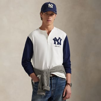 Polo Ralph Lauren  White Yankees Long Sleeve Henley Shirt