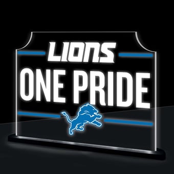 Detroit Lions 10" LED Tabletop Rectangle Fan Cheer Desklite Sign