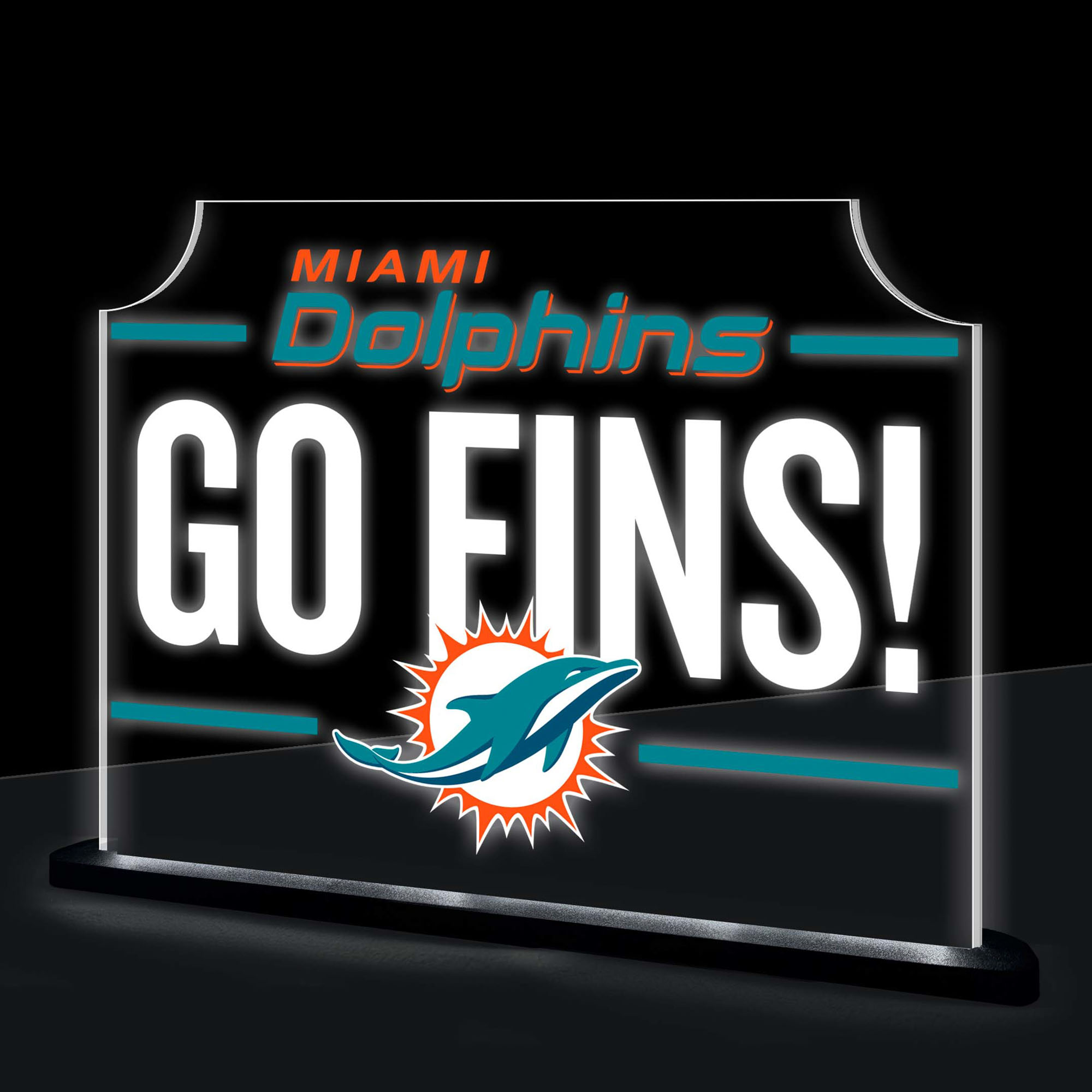 Miami Dolphins 10" LED Tabletop Rectangle Fan Cheer Desklite Sign