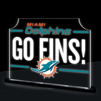 Miami Dolphins 10" LED Tabletop Rectangle Fan Cheer Desklite Sign