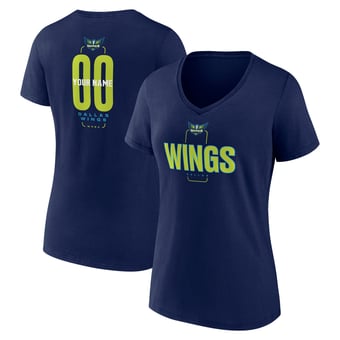 Women's Navy Dallas Wings Center Court Name & Number Custom V-Neck T-Shirt