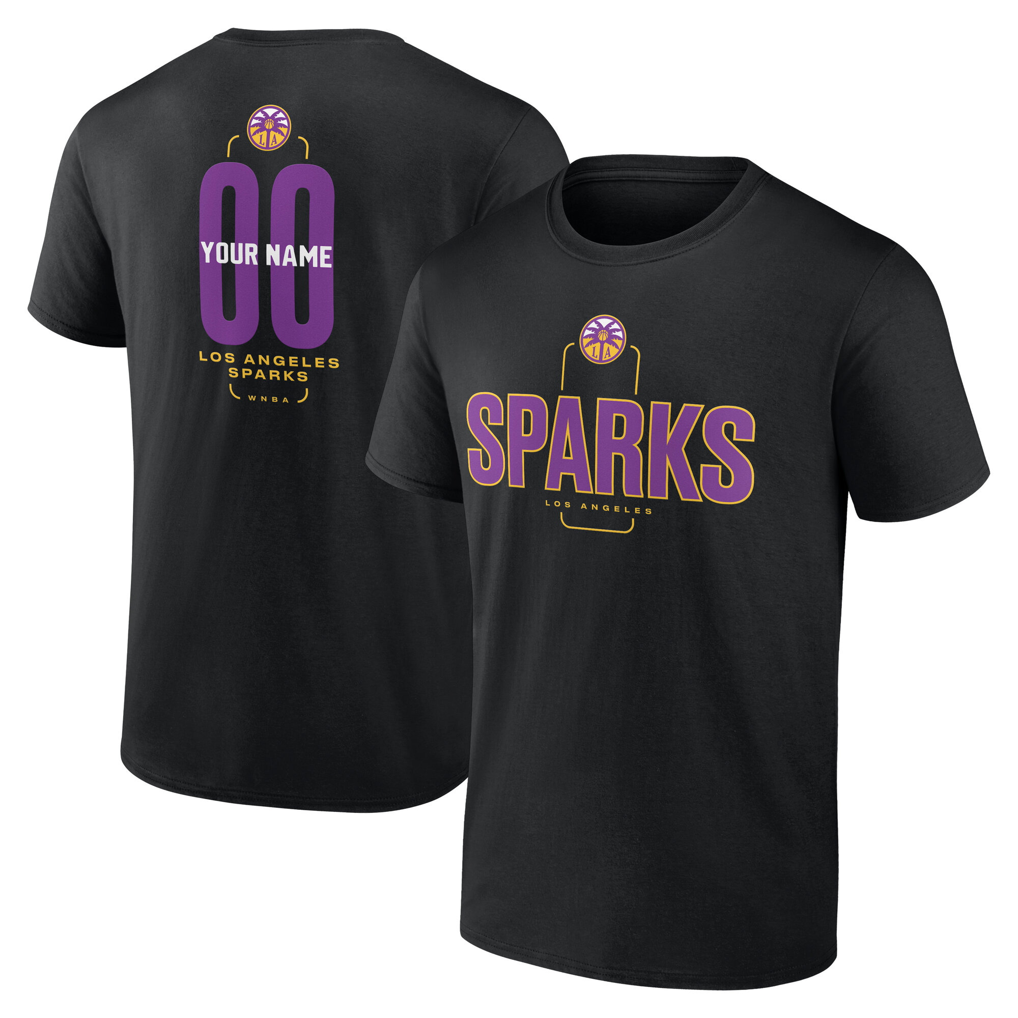 Men’s Black Los Angeles Sparks Center Court Name & Number Custom T-Shirt Men’s Black Los Angeles Sparks Center Court Name & Number Custom T-Shirt