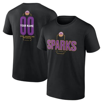 Men's Black Los Angeles Sparks Center Court Name & Number Custom T-Shirt