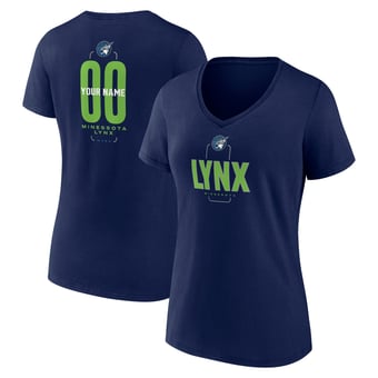 Women's Navy Minnesota Lynx Center Court Name & Number Custom V-Neck T-Shirt
