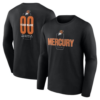 Men's Black Phoenix Mercury Center Court Name & Number Custom Long Sleeve T-Shirt
