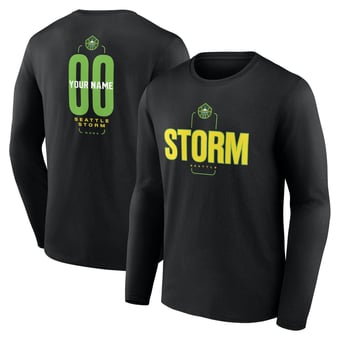 Men's Black Seattle Storm Center Court Name & Number Custom Long Sleeve T-Shirt