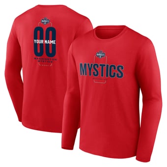 Men's Red Washington Mystics Center Court Name & Number Custom Long Sleeve T-Shirt