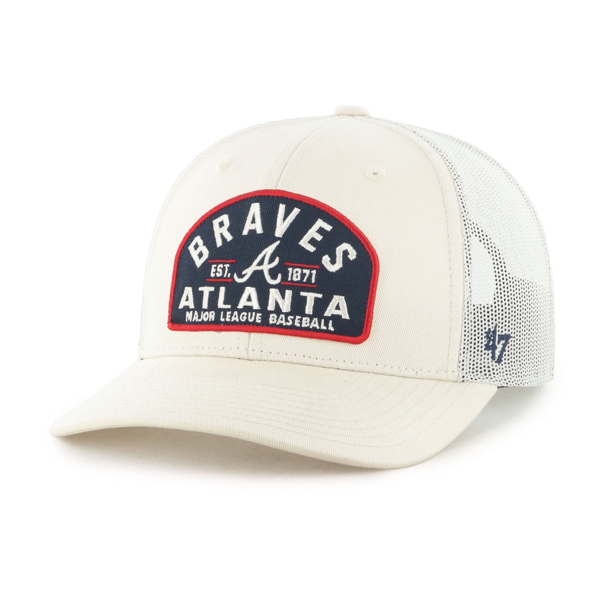 Men's '47  Cream Atlanta Braves Leland Adjustable Trucker Hat