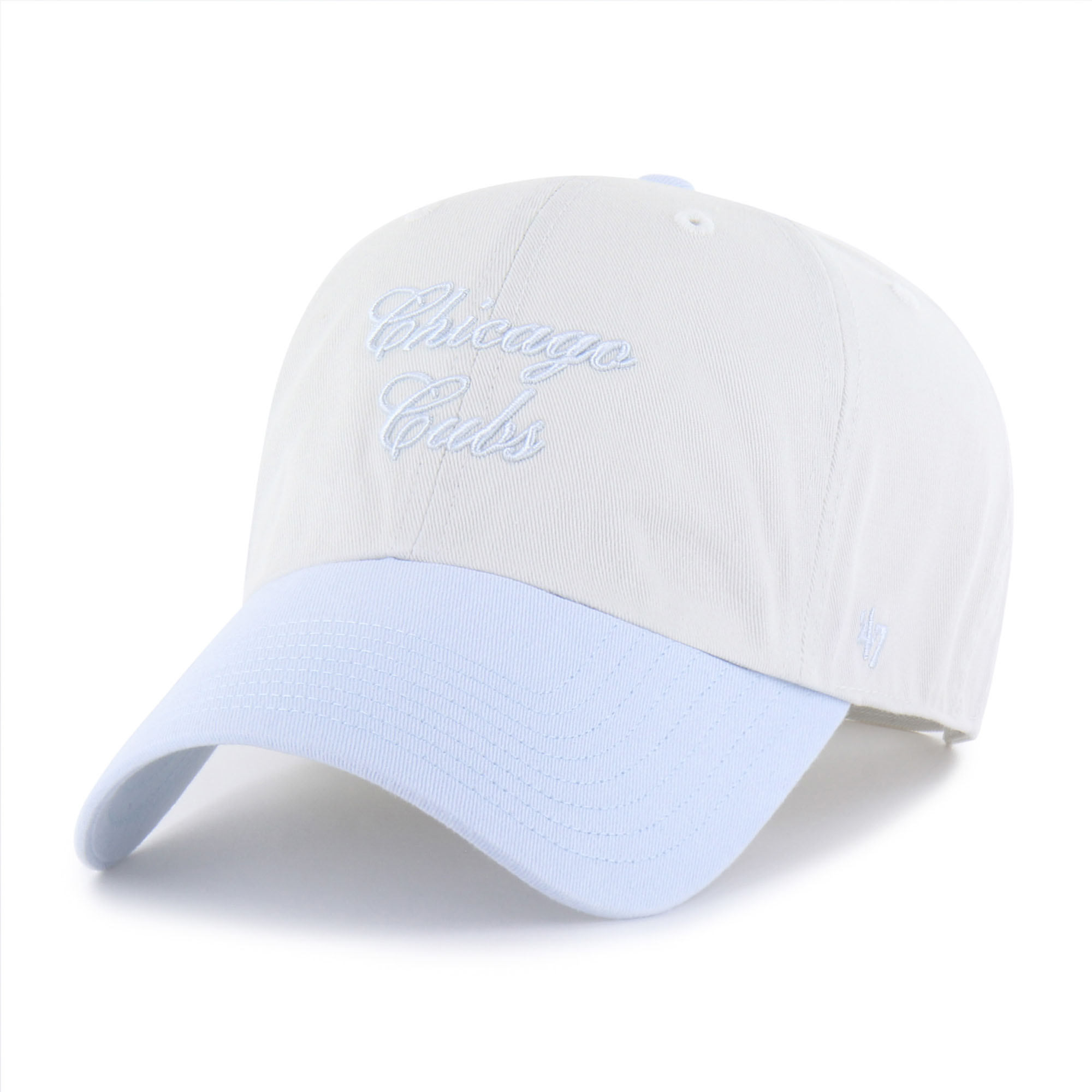 Women's '47 White/Light Blue Chicago Cubs Gelato Two-Tone Clean Up Adjustable Hat