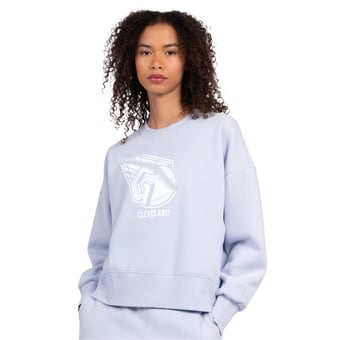 Women's Starter Light Blue Cleveland Guardians Pastels Boxy Fleece Sweatshirt