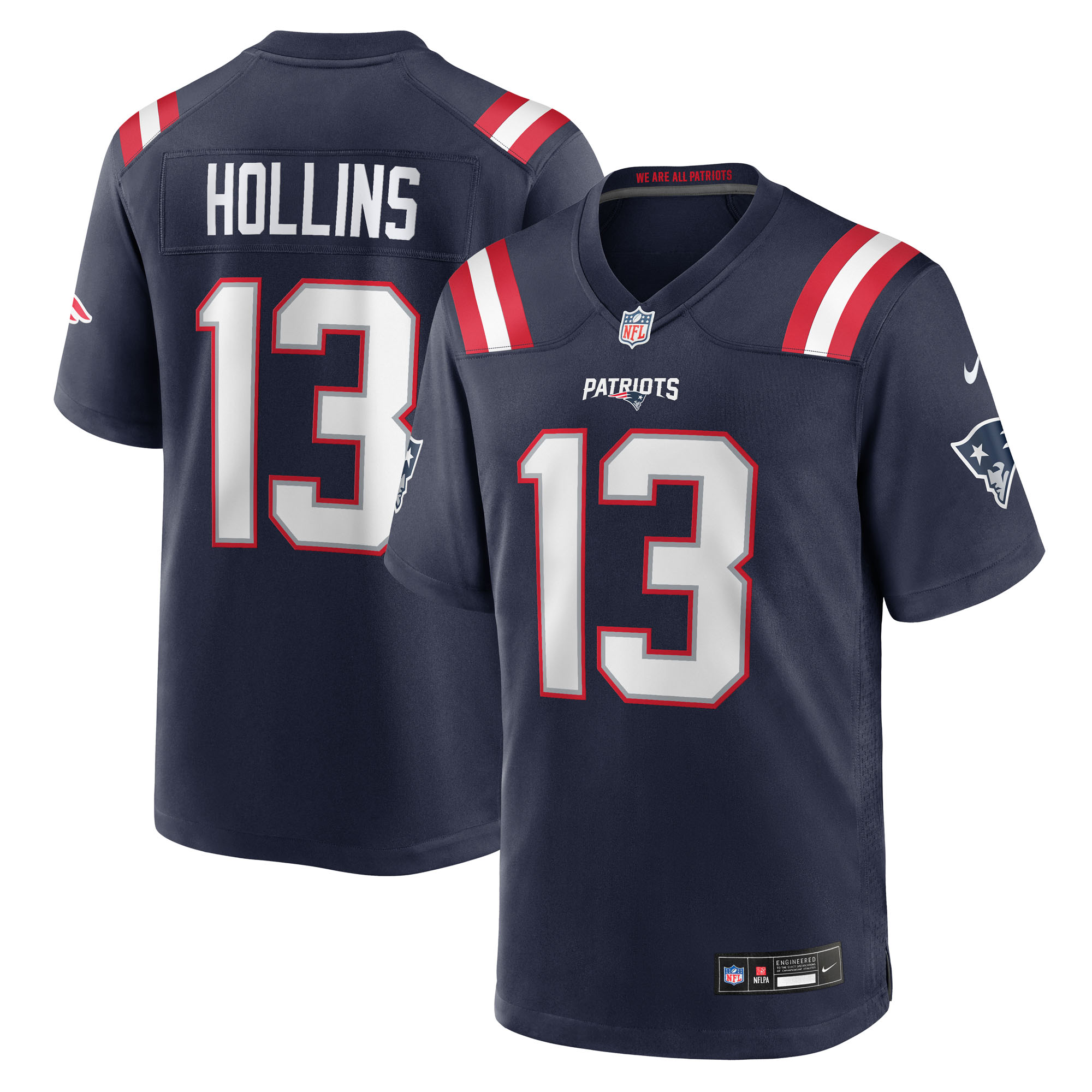 Men's Nike Mack Hollins Navy New England Patriots Team Game Jersey