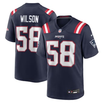 Men's Nike Jared Wilson  Navy New England Patriots Team Game Jersey