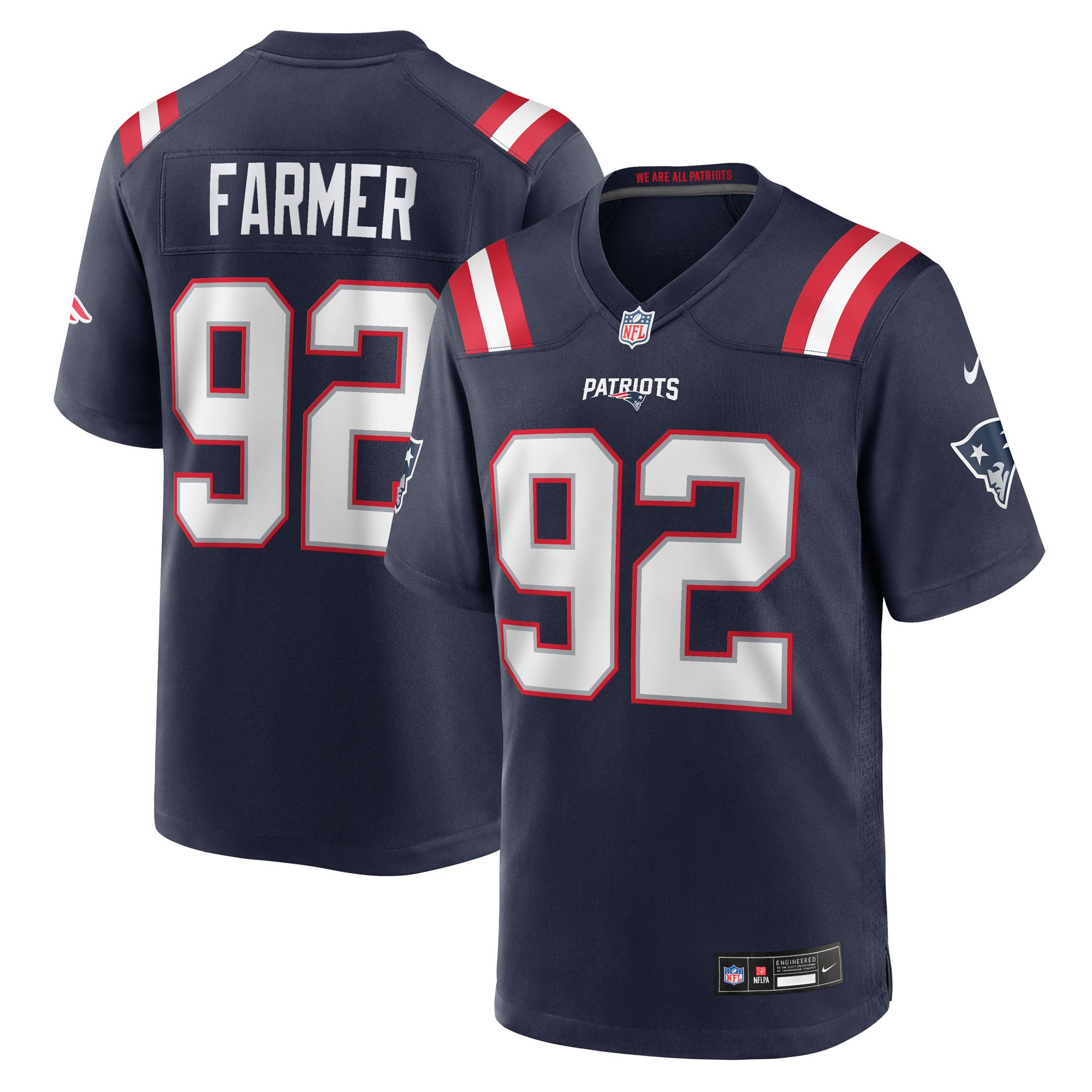 Men’s Nike Joshua Farmer Navy New England Patriots Team Game Jersey