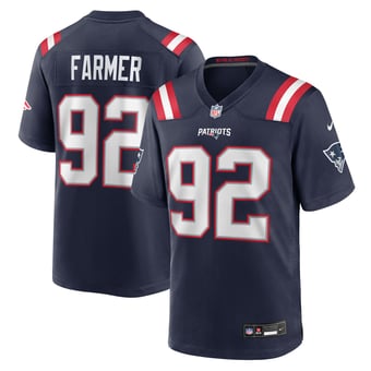 Men's Nike Joshua Farmer  Navy New England Patriots Team Game Jersey