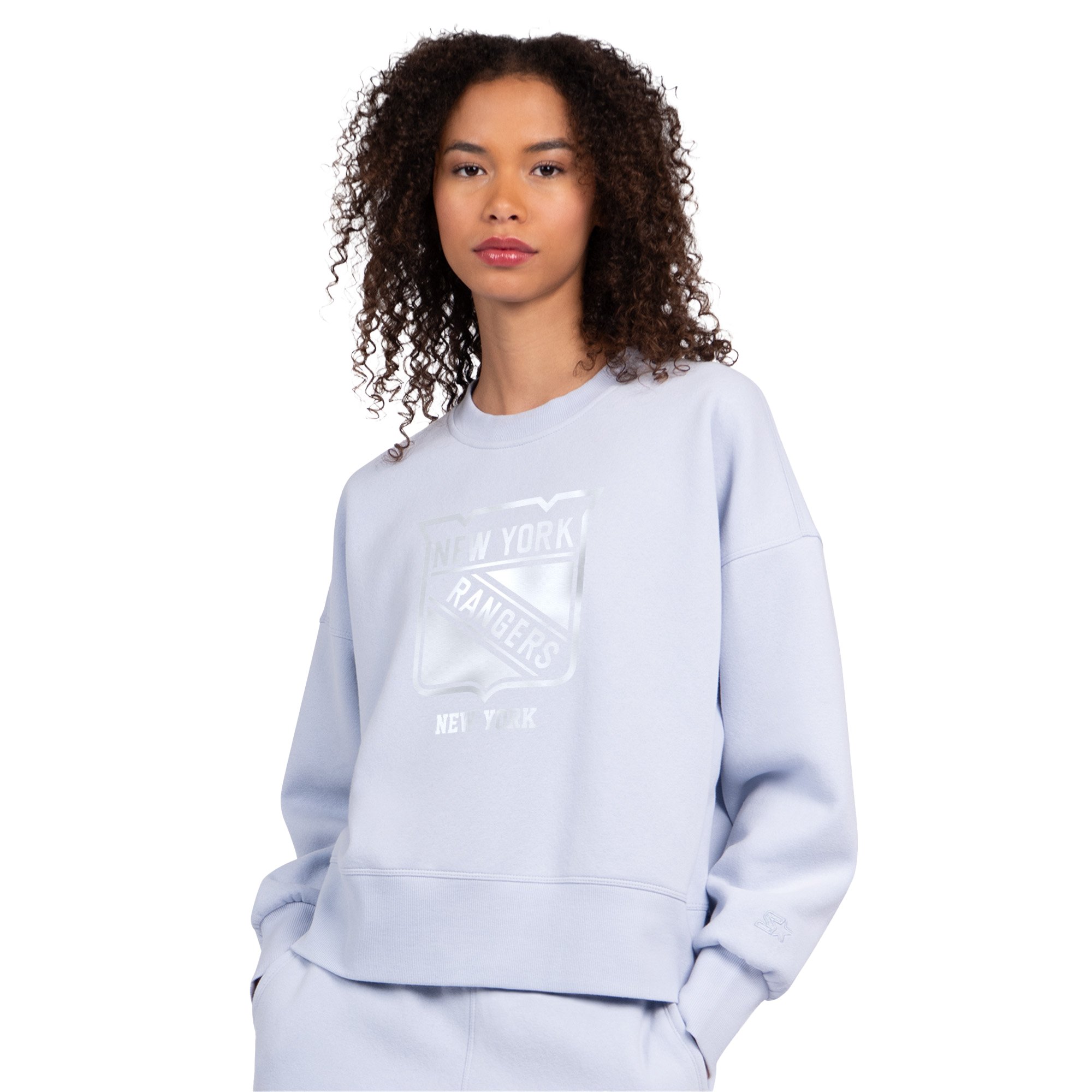 Women's Starter Blue New York Rangers Boxy Cropped Sweatshirt