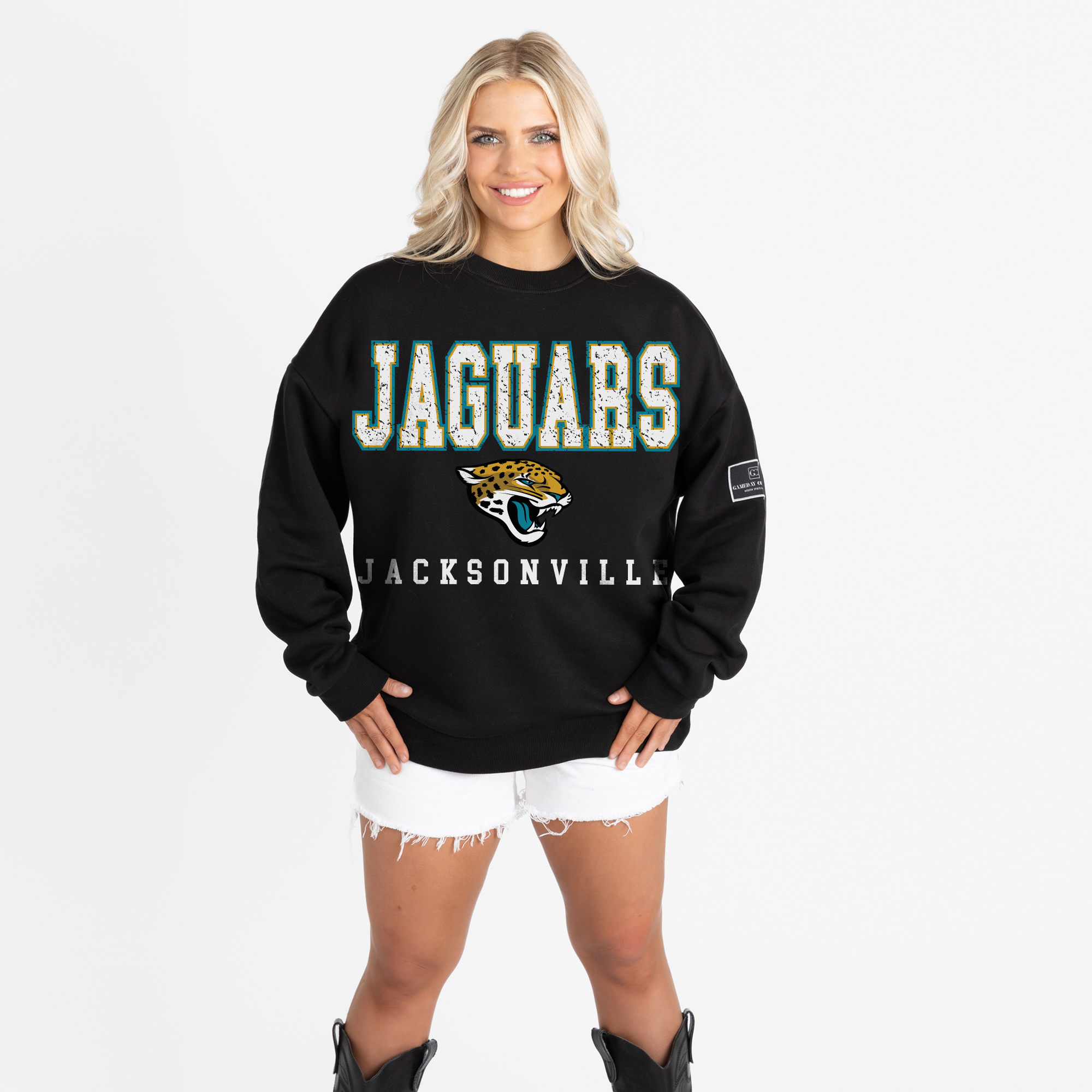 Gameday Couture Women's Black Jacksonville Jaguars Oversized Level Up Black Label Premium Fleece Sweatshirt - Black