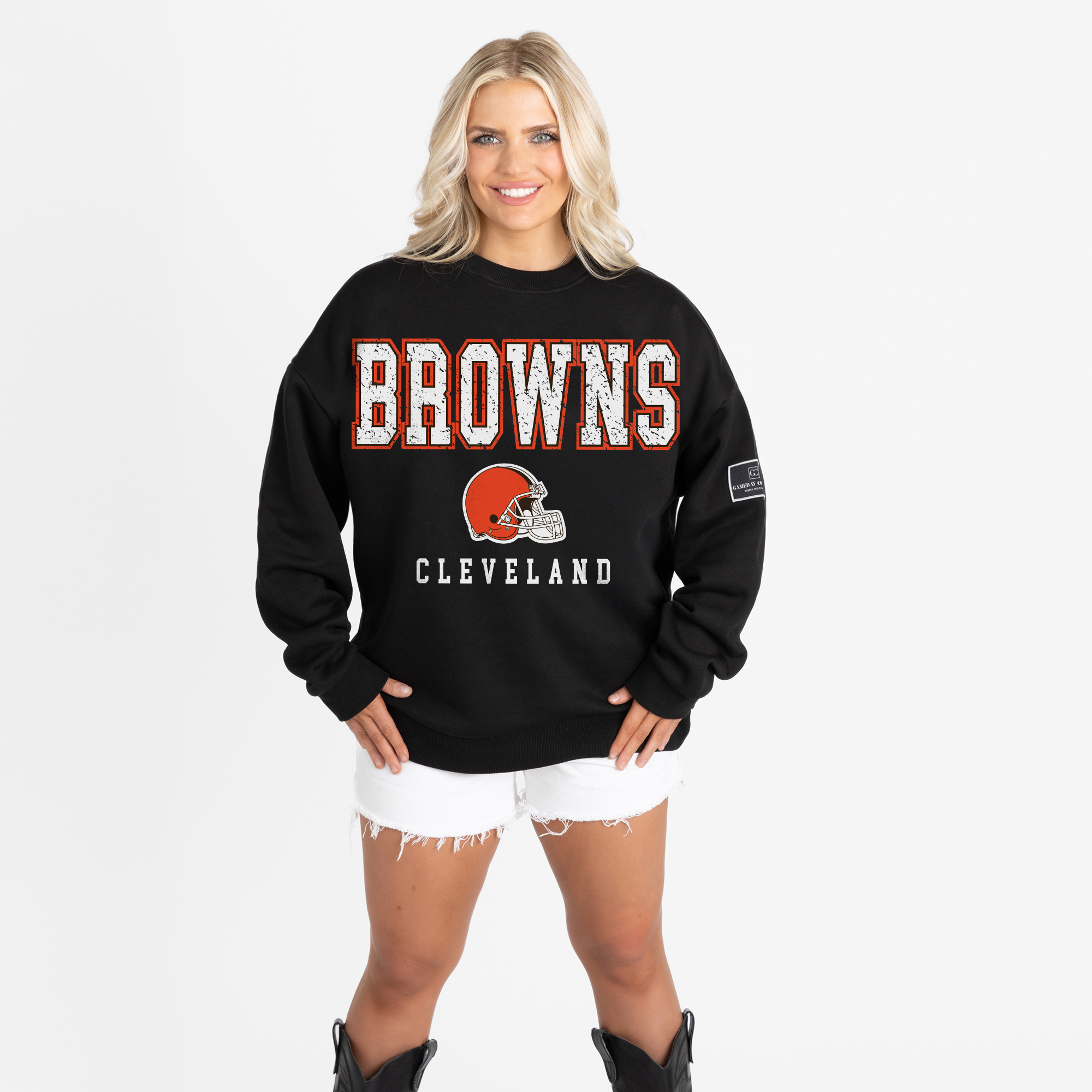 Gameday Couture Women's Black Cleveland Browns Oversized Level Up Black Label Premium Fleece Sweatshirt - Black